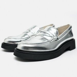 Zara Metallic Loafers